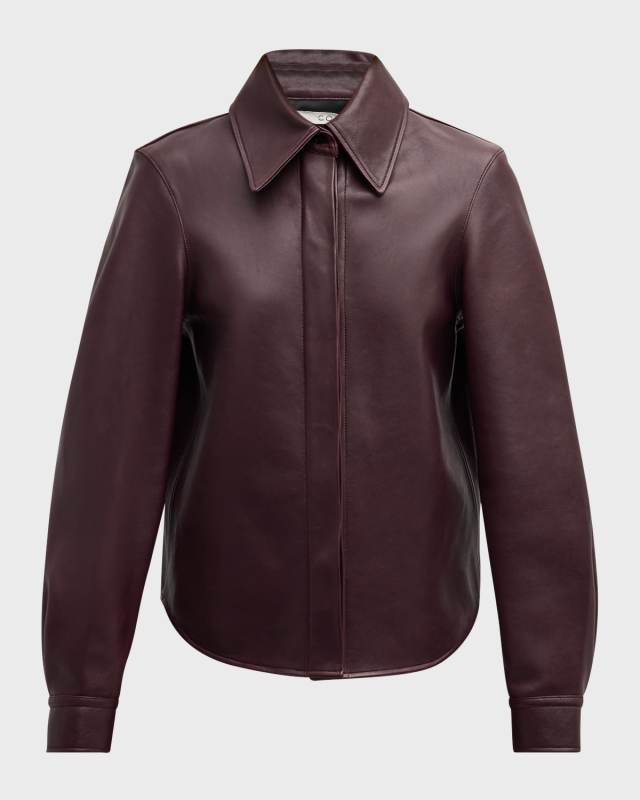Leather Button-Down Shirt